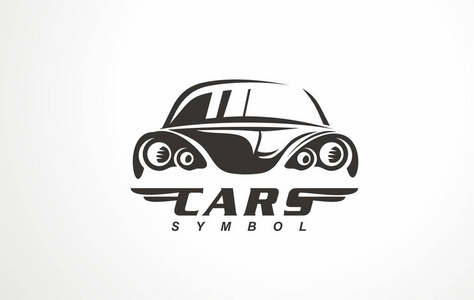 与概念车辆图标轮廓. 服务或车库的汽车符号.照片