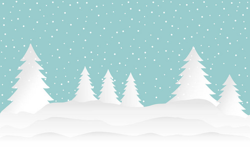 雪林。 冬天松树和山。 纸矢量插图。