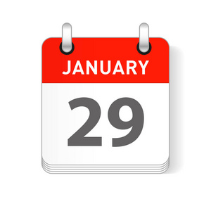 1月29日可见的日期，每天一页，组织者日历