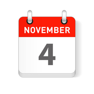 11月4日日期显示在日组织者日历的页面上