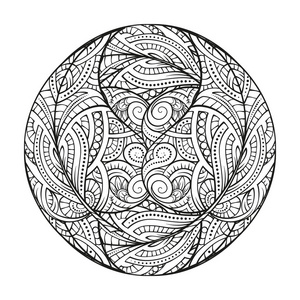 矢量抽象黑白曼陀罗图案.照片
