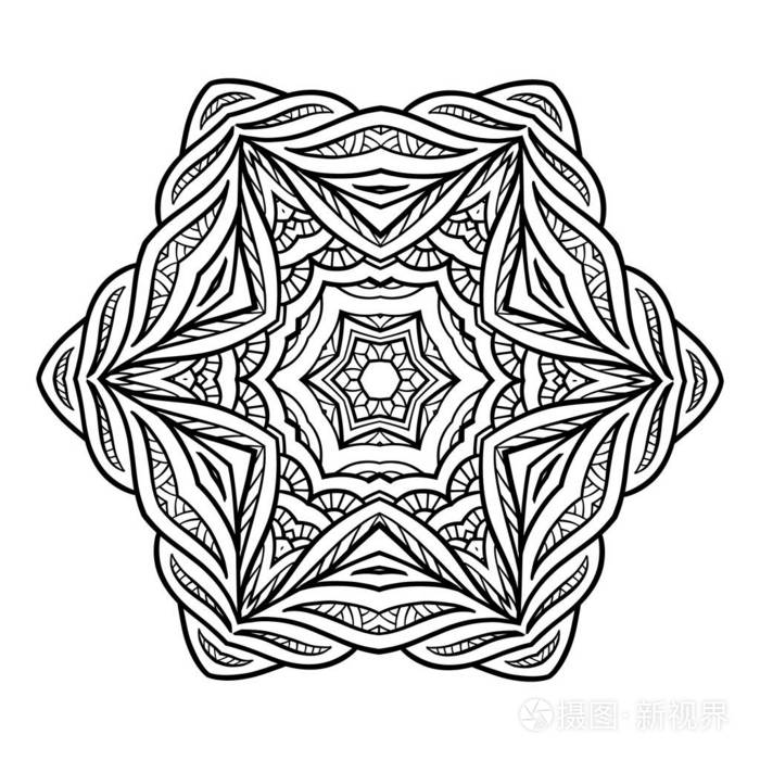 矢量黑白民族曼陀罗图案.