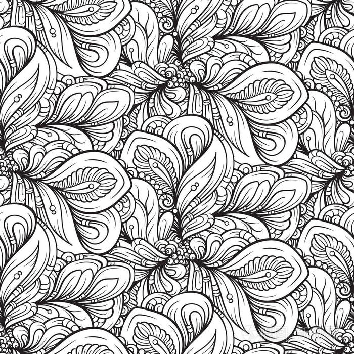 矢量抽象花黑白无缝图案插画-正版商用图片14nba1-摄图新视界