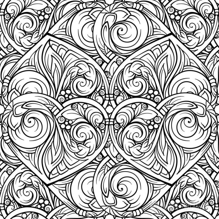 黑白抽象民族无缝图案.