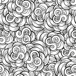 矢量黑白图形云形状无缝图案.照片