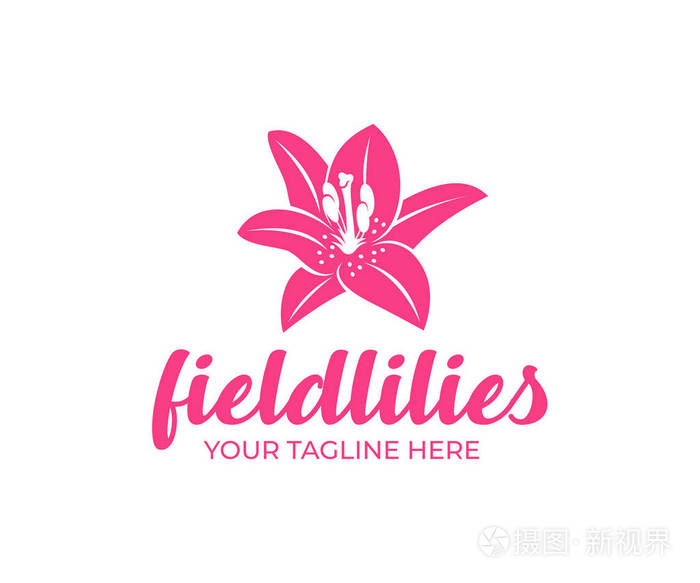 田野百合花时尚水疗中心和美容院标志设计.