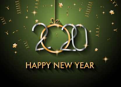 2020年新年快乐背景为您的季节性传单和问候卡或圣诞主题邀请