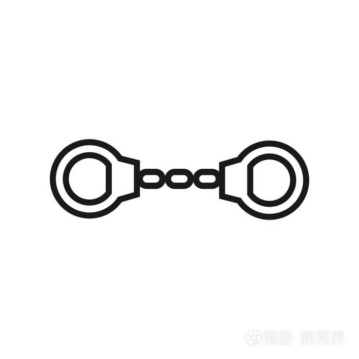 插画 手铐轮廓矢量隔离在白色背景.简单的矢量.eps