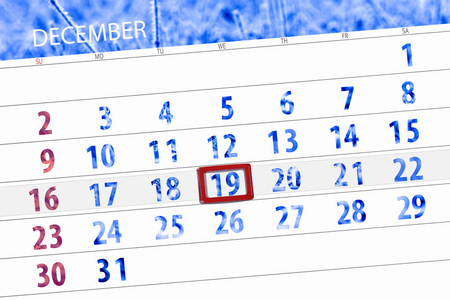 2018年12月日历计划, 截止日, 周三, 19