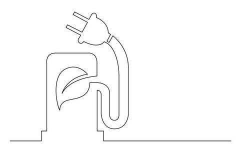 绿色燃油电动汽车充电站连续线概念草图绘制