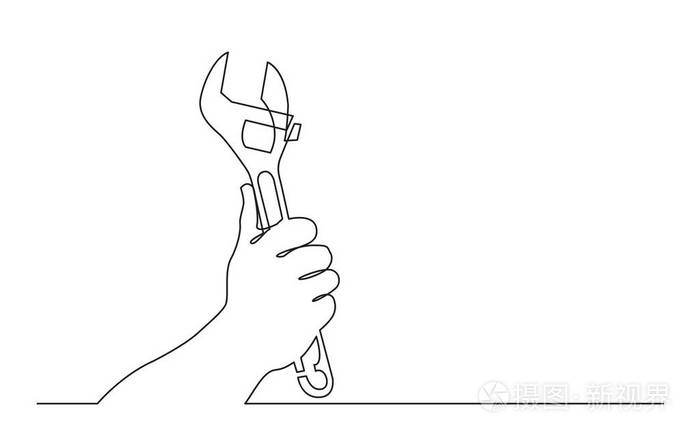 手持式活动扳手连续线图插画-正版商用图片14nq09-摄图新视界