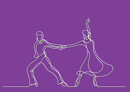 舞蹈夫妇的连续线条绘制