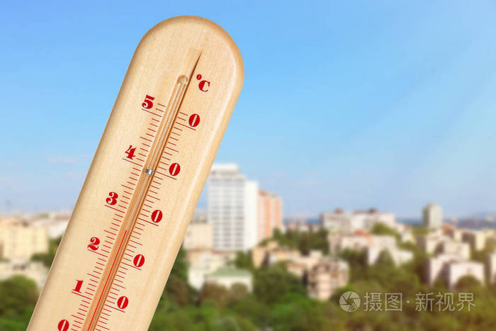 温度计及城市景观的高温