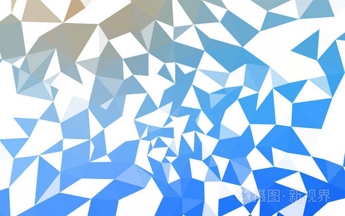 浅蓝色矢量多边形抽象背景。 由三角形组成的闪亮的多边形插图。 你的横幅的全新模板。