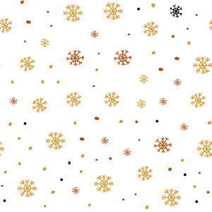 暗橙色矢量无缝图案与圣诞雪花。 彩色雪花在抽象背景上有梯度。 窗帘窗帘设计图案。
