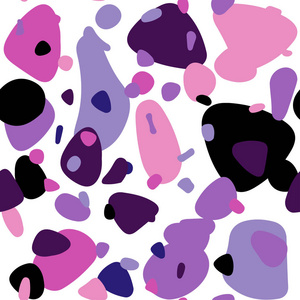 深紫色粉红色矢量无缝模板与圆圈。 模糊的气泡在抽象的背景上与彩色梯度。 织物壁纸设计图案。