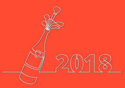 新年贺卡，香槟酒瓶，软木塞