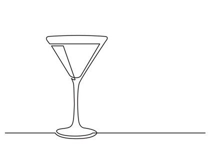 孤立矢量物体鸡尾酒杯的一条线图