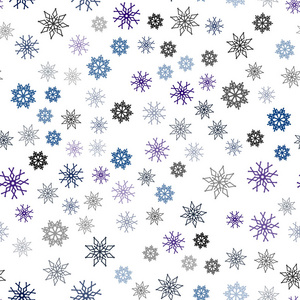 深蓝色矢量无缝图案与圣诞雪花。 现代几何抽象插图与冰晶。 纺织品壁纸设计。