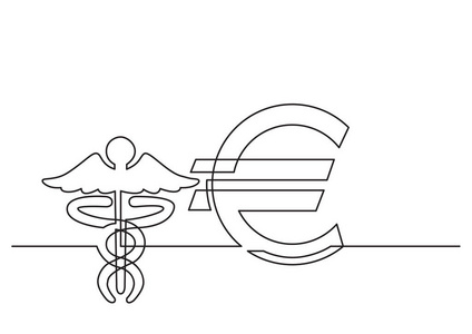 欧元医疗保健孤立向量对象成本的一行图