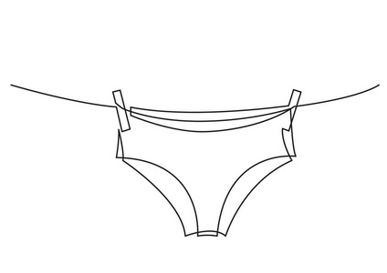 绳子上孤立矢量物体内裤的一条线图