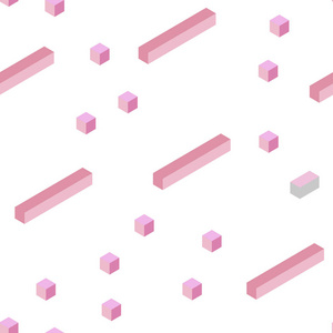 浅粉红色矢量无缝等距布局与线条矩形。 带有矩形的抽象梯度插图。 纺织品壁纸设计。