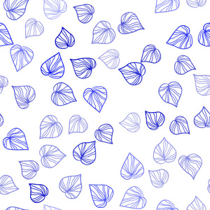 浅蓝色矢量无缝自然图案与叶子。 叶子在优雅的自然图案上有梯度。 窗帘窗帘设计图案。