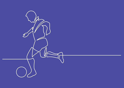 足球运动员跑步连续画线