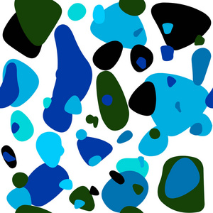 浅蓝绿色矢量无缝背景与气泡。 闪烁的抽象插图与模糊的雨滴。 织物壁纸设计图案。