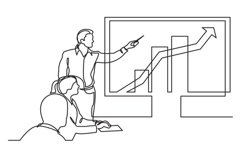 业务演示连续线图团队会议图表