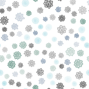 浅蓝绿色矢量无缝模板与冰雪花。 装饰闪亮的插图与雪在抽象模板。 名片网站模板。