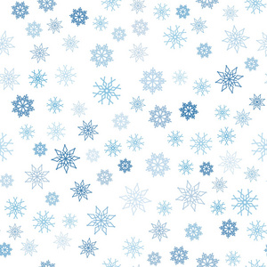 浅蓝色矢量无缝图案与圣诞雪花。 闪耀的彩色插图与雪在圣诞节风格。 窗帘窗帘设计图案。