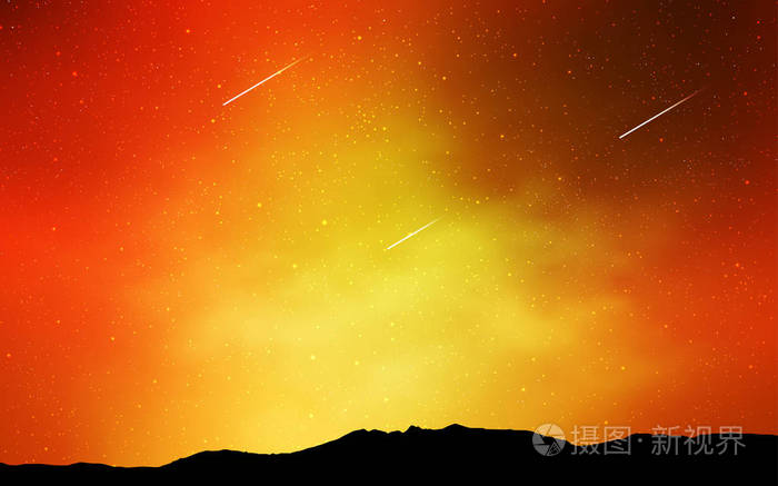 带有空间恒星的浅橙色矢量模板. 闪耀的彩色插图与明亮的天文星星.