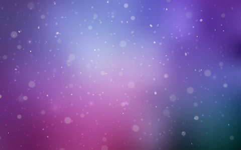 浅紫色粉红色矢量布局与明亮的雪花。 闪烁的抽象插图与冰晶。 该模式可用于年度新网站。