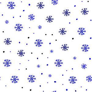 浅蓝色矢量无缝图案与圣诞雪花。 闪耀的彩色插图与雪在圣诞节风格。 名片网站模板。