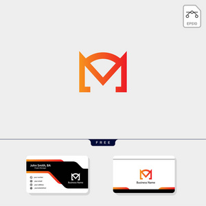 初始m单字母标志模板矢量插图免费您的名片设计包括