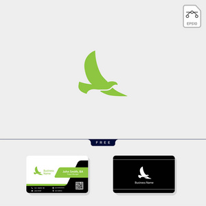 飞鸟标志模板矢量插图免费名片设计模板