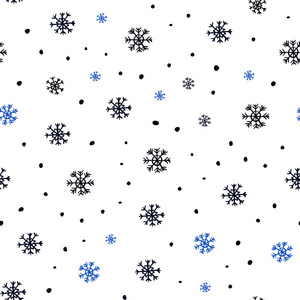 深蓝色矢量无缝图案与圣诞雪花。 闪烁的抽象插图与冰晶。 时尚面料壁纸的图案。