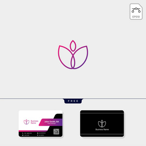 花卉郁金香美容概念标志模板矢量插图免费您的名片设计模板