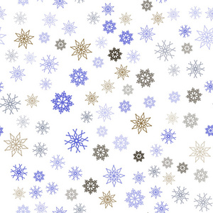 浅蓝绿色矢量无缝背景与圣诞雪花。 现代几何抽象插图与冰晶。 织物壁纸设计图案。