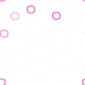 浅粉红色矢量无缝覆盖斑点。 抽象插图与彩色气泡在自然风格。 图案可用于广告传单。