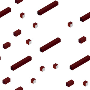 暗红色矢量无缝等距背景与矩形。 有长方形和正方形的美丽插图。 壁纸面料制造商的设计。