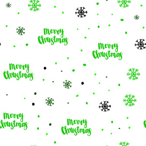 浅绿色矢量无缝背景与圣诞雪花。 雪花的现代几何抽象插图。 纺织品壁纸设计。