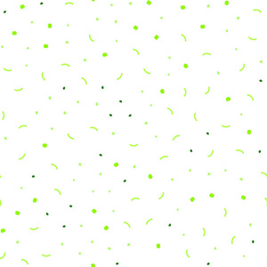 浅绿色黄色矢量无缝纹理与磁盘线。 插图与一组五颜六色的抽象圆圈和线条。 织物壁纸设计图案。