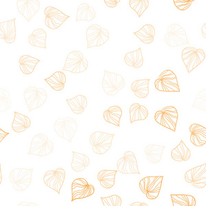 浅橙色矢量无缝优雅的模板与叶子。 一个优雅明亮的插图，叶子自然风格。 纺织品壁纸设计。