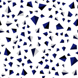 深蓝色矢量无缝等距图案与多边形风格。 现代抽象插图与彩色三角形。 纺织品壁纸设计。