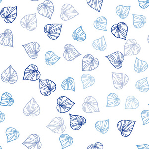浅蓝色矢量无缝优雅的壁纸与叶子。 模糊的装饰设计，印度风格与叶子。 纺织品壁纸设计。