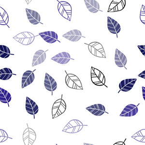 深粉红色蓝色矢量无缝涂鸦图案与叶子。 现代几何抽象插图与树叶。 名片网站模板。