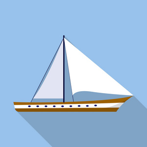 帆船图标, 扁平风格