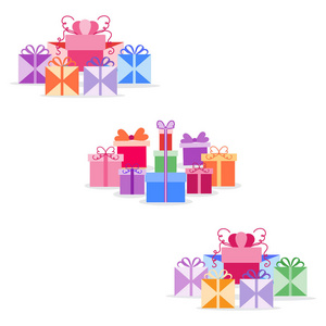 礼品盒。呈现。新年快乐2019和圣诞矢量插图。生日，母亲节。售，购物理念..